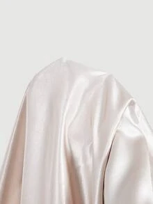 SHEIN MOD 優雅法式女款中長版百褶緞面裙 高腰設計 適合正式約會、派對場合與聖誕節 - 杏色 - 查看 8