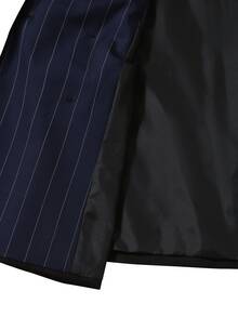 Manfinity Mode Men's Striped Colorblock Business Double-Breasted Design Classic Business Suit 2 Pieces Set - Black - View 5
