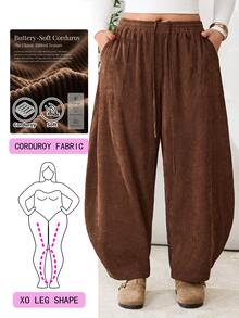 Solflare Plus Size Women's Solid Color Casual Versatile Everyday Long Pants - Brown - View 1