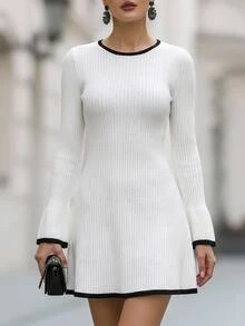 EMERY ROSE Elegant Dress-Casual Dress For Wes For Party -Autumn Outfit For Women -Birthday Outfits For Women - - Black and White - View 4