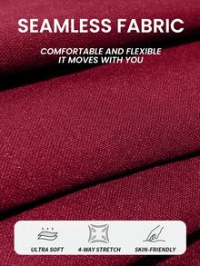 Solea Cove Set Pakaian Olahraga Yoga Gym Tanpa Jahitan Warna Burgundy - Burgundy - View 5