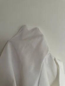 Muchica Plus Size Casual Solid Color Cinched Waist White Shirt For Summer, Back-To-School School Style, Chic Daily Commute, Business, Party, Y2k Burgundy - White - View 10