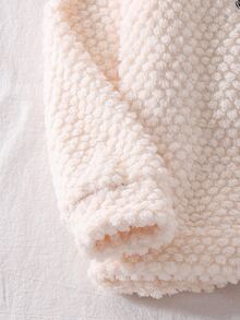 大童男孩熊刺繡毛絨家居服2件套，珊瑚絨面料柔軟蓬鬆，圓領長袖上衣搭配收口褲，休閒簡約清新風，親膚舒適寬鬆版型，兒童秋冬居家睡衣可愛百搭套裝 - 藍色 - 查看 4