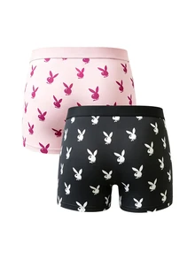 PLAYBOY X SUMWON 2-pack boxerkalsonger med bunny-logotyp och all-over-tryck – mjuka stretchiga trunks med elastisk midja, presentset - Multifärgad - Visa 2