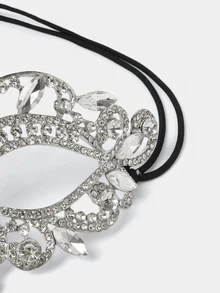 Aravennia 1 chiếc mặt nạ bướm đính đá thủy tinh, phụ kiện trang trí khuôn mặt độc đáo cho Halloween, trang phục dự tiệc. - Bạc - Xem 6