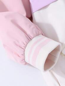 Young Girls Colorblock Hooded Jacket, Stylish Sporty Outdoor Comfortable & Elegant Casual Chic Rave Party Outerwear For Spring & Autumn Fall Winter - Pink - View 8