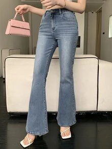DAZY Vintage Western Style Women's Flare Jeans - Medium Wash - View 8