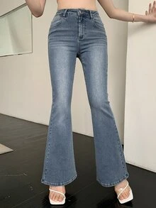 DAZY Vintage Western Style Women's Flare Jeans - Medium Wash - View 3