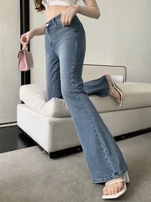 DAZY Vintage Western Style Women's Flare Jeans - Medium Wash - View 7