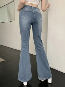 DAZY Vintage Western Style Women's Flare Jeans - Medium Wash - View 2