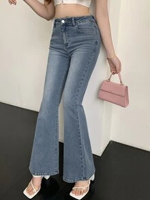 DAZY Vintage Western Style Women's Flare Jeans - Medium Wash - View 1