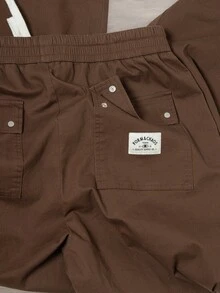FORM&CHAOS Men's Drawstring Waist Casual Streetwear Versatile Daily Wear Long Pants Vacation Beach Chocolate Brown Fall - Brown - View 7