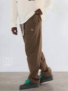 FORM&CHAOS Men's Drawstring Waist Casual Streetwear Versatile Daily Wear Long Pants Vacation Beach Chocolate Brown Fall - Brown - View 1