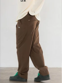 FORM&CHAOS Men's Drawstring Waist Casual Streetwear Versatile Daily Wear Long Pants Vacation Beach Chocolate Brown Fall - Brown - View 3