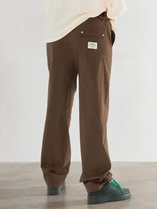 FORM&CHAOS Men's Drawstring Waist Casual Streetwear Versatile Daily Wear Long Pants Vacation Beach Chocolate Brown Fall - Brown - View 2