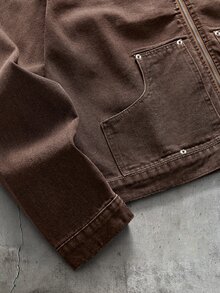 AXEPEAK Atasan Pria Lengan Panjang Berresleting Warna Cokelat Pudar - Khaki - View 6