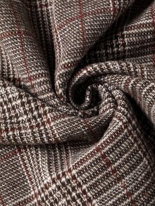 Easura Plus Size Halloween Vintage Dark Brown Patchwork Print Blazer For Women With Scarf Patchwork V-Neck Waist-Cinching Design, Paired With Slim-Fit A-Line Silhouette, Spring/Autumn Lightweight Luxury Commuter Jacket For Office And Date, Niche Design Two Pieces Set With Long Pants - Brown - View 12