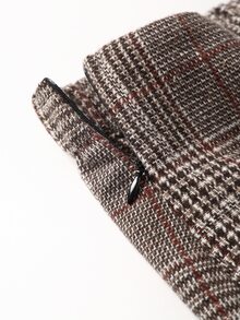 Easura Plus Size Halloween Vintage Dark Brown Patchwork Print Blazer For Women With Scarf Patchwork V-Neck Waist-Cinching Design, Paired With Slim-Fit A-Line Silhouette, Spring/Autumn Lightweight Luxury Commuter Jacket For Office And Date, Niche Design Two Pieces Set With Long Pants - Brown - View 11