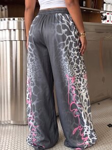 Muchica Plus Size Women's Drawstring Waist Pocket Casual Long Pants Fall - Dark Grey - View 2