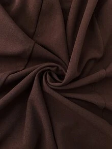 Easowa Women's Fall Elegant Casual Dark Brown Long Sleeve Mock Neck Midi Dress Perfect For Work Office Brunch Outfits Modern Gathered Detail - Dark Brown - View 6