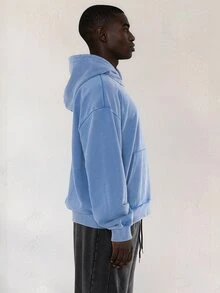 FORM&CHAOS Men's Fall Vintage Washed Blue Streetwear Loose Fit Hoodie Vacation Beach - Blue - View 6