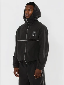 FORM&CHAOS Men's Sports Streetwear Street Casual Black Zip-Up Hooded Jacket And Pants Set Beach Vacation Jogging Fall - Black - View 1