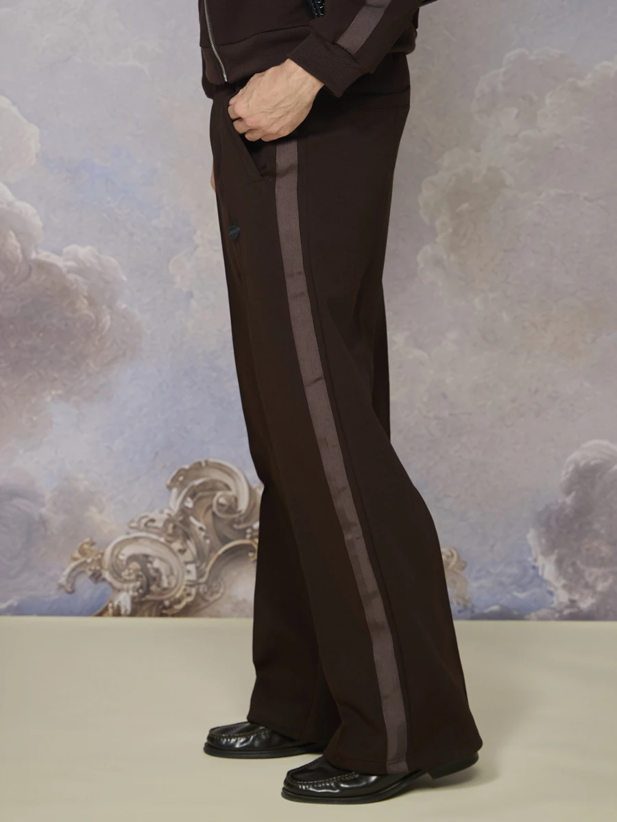 Emperor Men's Fall/ Wide Leg Colorblock Brown Sweatpants Vacation Streetwear - Brown - View 1