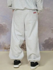 Emperor 男士秋季/重磅寬鬆淺灰色長款運動長褲 健身街頭風 - 淺灰色 - 查看 2