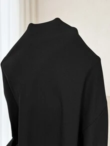 Plussiva Plus Size Maternity Solid Color Square Neck Long Sleeve Casual Flare Leg Jumpsuit Ladies Winter Housecoat Fall - Black - View 10