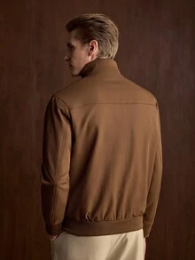 Formmaro Men's Autumn/Winter Daily Commute Stand Collar Zip-Up Jacket, Brown, Old Money - Brown - View 2