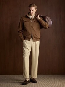 Formmaro Men's Autumn/Winter Daily Commute Stand Collar Zip-Up Jacket, Brown, Old Money - Brown - View 5
