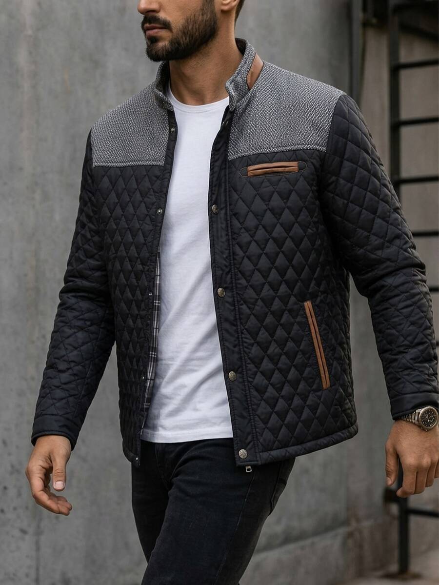 Manfinity Homme Men's Casual Padded Coat, Autumn/Winter - Black - View 1
