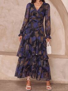 Amorya Women's Gentle French Floral Print Flared Cuff Pleated Dress Party Dress Autumn  Holiday Dress - Multicolor - View 8