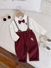 SHEIN Newborn Baby Boy Baby Boy 2pcs/Set Cute Elegant - Multicolor - View 6