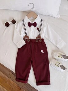 SHEIN Newborn Baby Boy Baby Boy 2pcs/Set Cute Elegant - Multicolor - View 4
