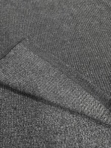 Franclia Sweatshirt Lengan Panjang Rajut Waffle dengan Kerah Kontras Ukuran Besar, Musim Gugur/Musim Dingin - Dark Grey - View 6