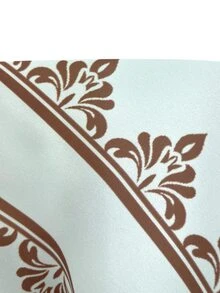 Veslaya 藍白條紋秋季優雅休閒性感大尺碼迷你襯衫洋裝，花卉印花透視網紗燈籠袖A字裙雞尾酒裙 - 綠色 - 查看 9