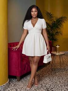 Veslaya 2026 Spring/Summer Plus Size Women's New Wedding Brunch Party Beach Formal High Tea Vacation-To-Dinner Anniversary Elegant All White Dress - White - View 2