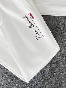 Daypath Men's 2 Pieces Hoodie Set, Minimalist Letter Design, Men's Sports Outfit, Suitable For Autumn/Winter - White - View 4
