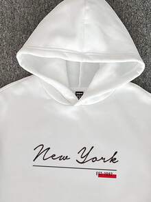 Daypath Men's 2 Pieces Hoodie Set, Minimalist Letter Design, Men's Sports Outfit, Suitable For Autumn/Winter - White - View 3