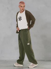 FORM&CHAOS Men's Army Green Cargo Pants Casual Straight Leg Multi-Pocket Tactical Trousers Loose Fit Military Outdoor Work Pants - Army Green - View 4