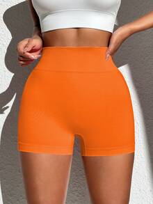 Core Rhythm Women's Pink Yoga Shorts, High Waisted, Butt Lifting, Comfortable, Breathable, SeamlessWomen Sweat Short, Gym Short, Biker Short - Orange - View 8