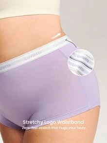 LUVLETTE Plus 3-Pack Cotton Logo High-Waist Boyshorts Women Underwear Panties Set-Pink - Multicolor - View 4