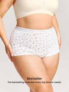 LUVLETTE Plus 3-Pack Cotton Logo High-Waist Boyshorts Women Underwear Panties Set-Pink - Multicolor - View 13