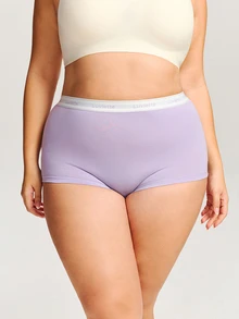 LUVLETTE Plus 3-Pack Cotton Logo High-Waist Boyshorts Women Underwear Panties Set-Pink - Multicolor - View 15