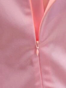 青少年女孩優雅粉色緞面細肩帶洋裝，對比蕾絲下擺，可愛開衩吊帶派對迷你洋裝，適合前青春期女孩夏季穿著 - 粉色 - 查看 8