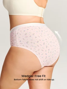 LUVLETTE Plus 3-Pack Cotton Logo High-Waist Briefs Women Underwear Panties Set-Pink - Multicolor - View 2
