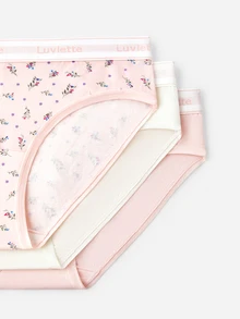 LUVLETTE Plus 3-Pack Cotton Logo High-Waist Briefs Women Underwear Panties Set-Pink - Multicolor - View 12