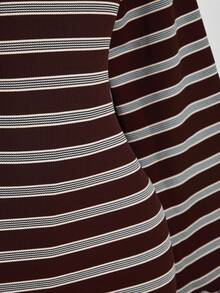 SHEIN ICON Plus Size Colorful Striped Backless Flare Sleeve Knit Dress Bell Sleeve Dress Striped Dress Scoop Neck Dress Fall - Multicolor - View 10