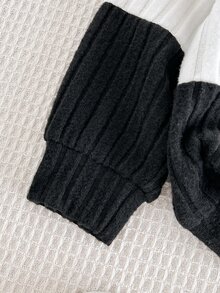 Cozy Pixies Kids Baby Boy Colorblock Patchwork Letter Print Crew Neck Knitted Textured Long Sleeve Sweatshirt And Long Pants 2 Pieces Set, Suitable For Autumn/Winter, Casual Versatile - Multicolor - View 5